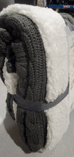 Load image into Gallery viewer, Life Comfort Cable Knit Sherpa Throw Dark Gray Cotton 50” X 60”