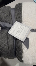 Load image into Gallery viewer, Life Comfort Cable Knit Sherpa Throw Dark Gray Cotton 50” X 60”