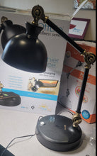 Load image into Gallery viewer, OttLite LED Table Lamp, Black - 3 Brightness levels, Adjustable Knobs, Wireless Charging, Touch Control, USB Port (5V, 2.1A)