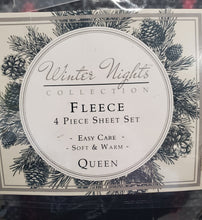 Load image into Gallery viewer, Winter Nights Collection: Black/gray/white Plaid 4pc fleece sheets Set, Double