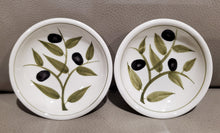 Load image into Gallery viewer, Harry & David Olive Pattern mini Hors d'oeuvre saucers, 2-Pk, 3.5" x 1"