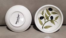 Load image into Gallery viewer, Harry & David Olive Pattern mini Hors d'oeuvre saucers, 2-Pk, 3.5" x 1"
