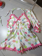 Load image into Gallery viewer, Toddler Pink Pineapple halter top Romper Outfit with Belt, (Size: 110), Approx 3T-4T