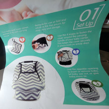 Load image into Gallery viewer, Universal Fit Baby Car Seat Cover, Warm Breathable, Zipped Window, Gry/Wht Chevron