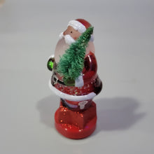 Load image into Gallery viewer, Lighted LED Santa with Tree Mini Shimmer Glitter 3" x 2" Durable Acrylic Snow Globe