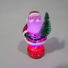 Load image into Gallery viewer, Lighted LED Santa with Tree Mini Shimmer Glitter 3" x 2" Durable Acrylic Snow Globe
