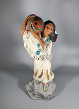 Load image into Gallery viewer, Native American Girl Holding Clay Pot- Standing, Hand Painted Collectable figurine #12