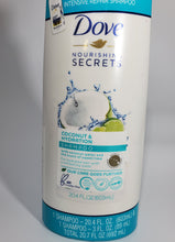 Load image into Gallery viewer, Dove Nourishing Secrets Shampoo for Dry Hair Coconut and Hydration With Refreshing Lime Scent 20.4 oz +3oz Travel