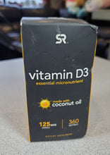 Load image into Gallery viewer, Vitamin D3 5000iu (125mcg) with Coconut Oil, Non-GMO, Gluten & Soy Free (360 Mini Softgels)