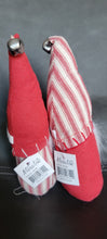 Load image into Gallery viewer, Christmas Gnome, Red/Beige with Ticking, Jingle Bell, Wood Nose 2-Pack