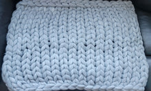 Load image into Gallery viewer, Chunky Cable Knit Throw Blanket Handwoven Fluffy & Cozy, Light Gray, Small