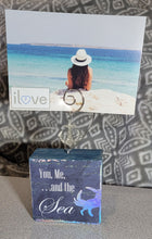 Load image into Gallery viewer, Photo Block Clip with Anchor Charm & "You, Me... and the Sea" Wood Grain