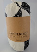Load image into Gallery viewer, Duvet Cover Set, Black & White Geometric, Reversible 3-PC, King/Cal King
