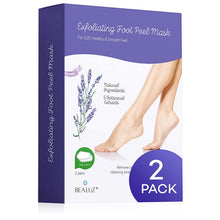 Load image into Gallery viewer, 2 Pairs Foot Peel Mask Exfoliant for Soft Feet in 1-2 Weeks, Exfoliating Booties for Peeling Off Dead Skin, Unisex Lavender by BEALUZ
