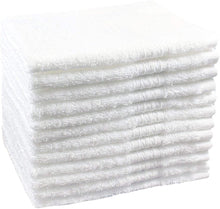 Load image into Gallery viewer, Pacific Linens 24-Pack White 100% Cotton Towel Washcloths, Durable, Lightweight, Commercial Grade and Ultra Absorbent