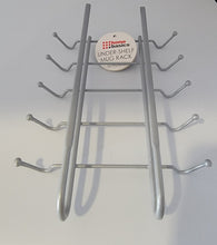 Load image into Gallery viewer, Home Basics 10 Hook Under Shelf Mugs Cup Storage Drying Holder Rack, and closet or Cabinet Hanging Organizer Rack for Ties and Belts, Gray