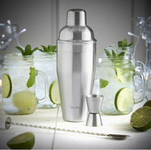 Load image into Gallery viewer, VonShef Stainless Steel Manhattan Cocktail Set includes 4 x Mason Jars, Twisted Bar Spoon, Strainer Lid, 0.5oz / 1oz Measuring Jigger, 18.5oz Shaker, & recipe guide