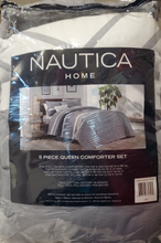 Load image into Gallery viewer, Bedding Nautica 5-Piece Gray Comforter Set With Throw Pillows, Queen Size