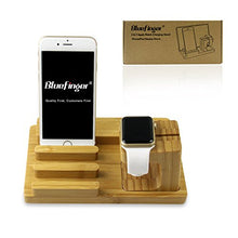 Load image into Gallery viewer, Bamboo Wood Charging Stand for Apple Bundle with Pen Holder and Customized Chinese Style BookMark - Light Color