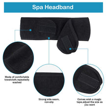 Load image into Gallery viewer, Facial Spa Headband - 2 Pcs Makeup Shower Bath Wrap Sport Headband Terry Cloth Adjustable Stretch Towel with Magic Tape
