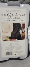 Load image into Gallery viewer, Life Comfort Cable Knit Sherpa Throw Dark Gray Cotton 50” X 60”
