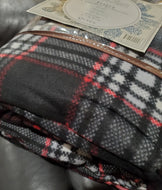 Winter Nights Collection: Black/gray/white Plaid 4pc fleece sheets Set, Double