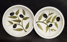 Load image into Gallery viewer, Harry &amp; David Olive Pattern mini Hors d'oeuvre saucers, 2-Pk,  3.5" x 1"
