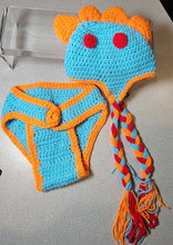 Load image into Gallery viewer, Newborn "Crocheted Baby Dinosaur Outfit" Handmade Knitted, Photo Prop, baby
