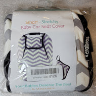 Universal Fit Baby Car Seat Cover, Warm Breathable, Zipped Window, Gry/Wht Chevron