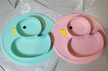 Load image into Gallery viewer, Silicone Divided Portable Non Slip Suction Toddler Plates -  BPA Free Baby Duck (Blue &amp; Pink)

