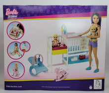 Load image into Gallery viewer, Barbie Nap 'N' Nurture Nursery Playset with Skipper Babysitter Doll, &amp; Extras
