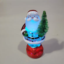 Load image into Gallery viewer, Lighted LED Santa with Tree Mini Shimmer Glitter 3" x 2" Durable Acrylic Snow Globe
