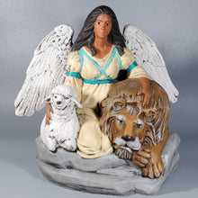Load image into Gallery viewer, Native America Girl Angel W/ Lion &amp; Lamb, hand painted Collectable figurines  #2
