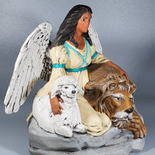Load image into Gallery viewer, Native America Girl Angel W/ Lion &amp; Lamb, hand painted Collectable figurines  #2
