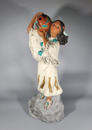 Native American Girl Holding Clay Pot- Standing, Hand Painted Collectable figurine  #12