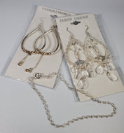 Fashion Earrings - Costume Jewelry - 2 pair dangle earrings - 1 bracelet, Clear