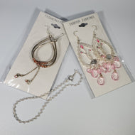 Fashion Earrings - Costume Jewelry - 2 pair dangle earrings - 1 bracelet, Pink