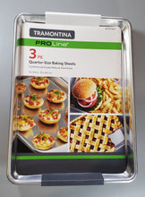 Load image into Gallery viewer, Tramontina Aluminum Baking Sheet Pan, Quarter Size, 9.5"L x 13"W, 3 count
