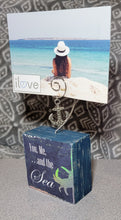 Load image into Gallery viewer, Photo Block Clip with Anchor Charm &amp; "You, Me... and the Sea" Wood Grain
