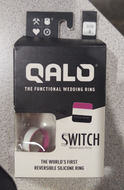 QALO Women's Switch Silicone Ring - Fuchsia and True White - Size 8