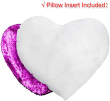 Load image into Gallery viewer, Play Tailor Mermaid Throw Pillow with Insert Reversible Sequins Pillow Heart Shape Decorative Cushion(13" x 15",Blue+Purple)
