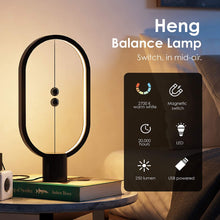 Load image into Gallery viewer, Heng Balance lamp, DesignNest, Switch on in mid-air, USB Powered LED Table lamp, Designer Desk lamp, Contemporary Soft Light, (Black)
