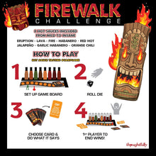 Load image into Gallery viewer, Thoughtfully Gifts, Firewalk Challenge Gift Set, 1.6 Ounces Each, Includes 8 Different Hot Sauces, Gameboard, Challenge Cards and 8 Sided Dice
