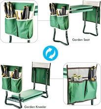 Load image into Gallery viewer, Go Garden Armour Kneeler And Seat With 2 Bonus Tool Pouches - Portable Garden Bench EVA Foam Pad With Kneeling Pad for Gardening
