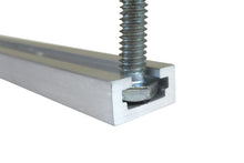 Load image into Gallery viewer, 48" Aluminum T Track 3/4" by 3/8" Slot, Accepts 1/4" Hex Bolts, 1/4" or 5/16" T Bolts, Countersunk Holes Every 6" 112130
