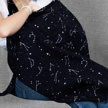 Load image into Gallery viewer, Black Nursing Cover for Breastfeeding - Large with Built-in Burp Cloth &amp; Pocket, Breathable, 360° Coverage

