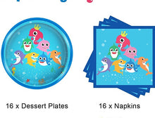 Load image into Gallery viewer, Shark Party Supplies Set &amp; Tableware kit - Perfect for Birthday Party Decorations - Includes Plates, Napkins, Cups, Straws, Cutlery - READ
