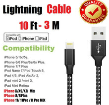 Load image into Gallery viewer, iPhone 8 7 6 iPhone 11 X XR 8Pin USB Type C Charger Cable Heavy Duty, Black/Silver
