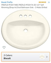 Load image into Gallery viewer, PROFLO PF20174BS 20-1/2" Self Rimming Oval Bathroom Sink - 3 Holes Drilled

